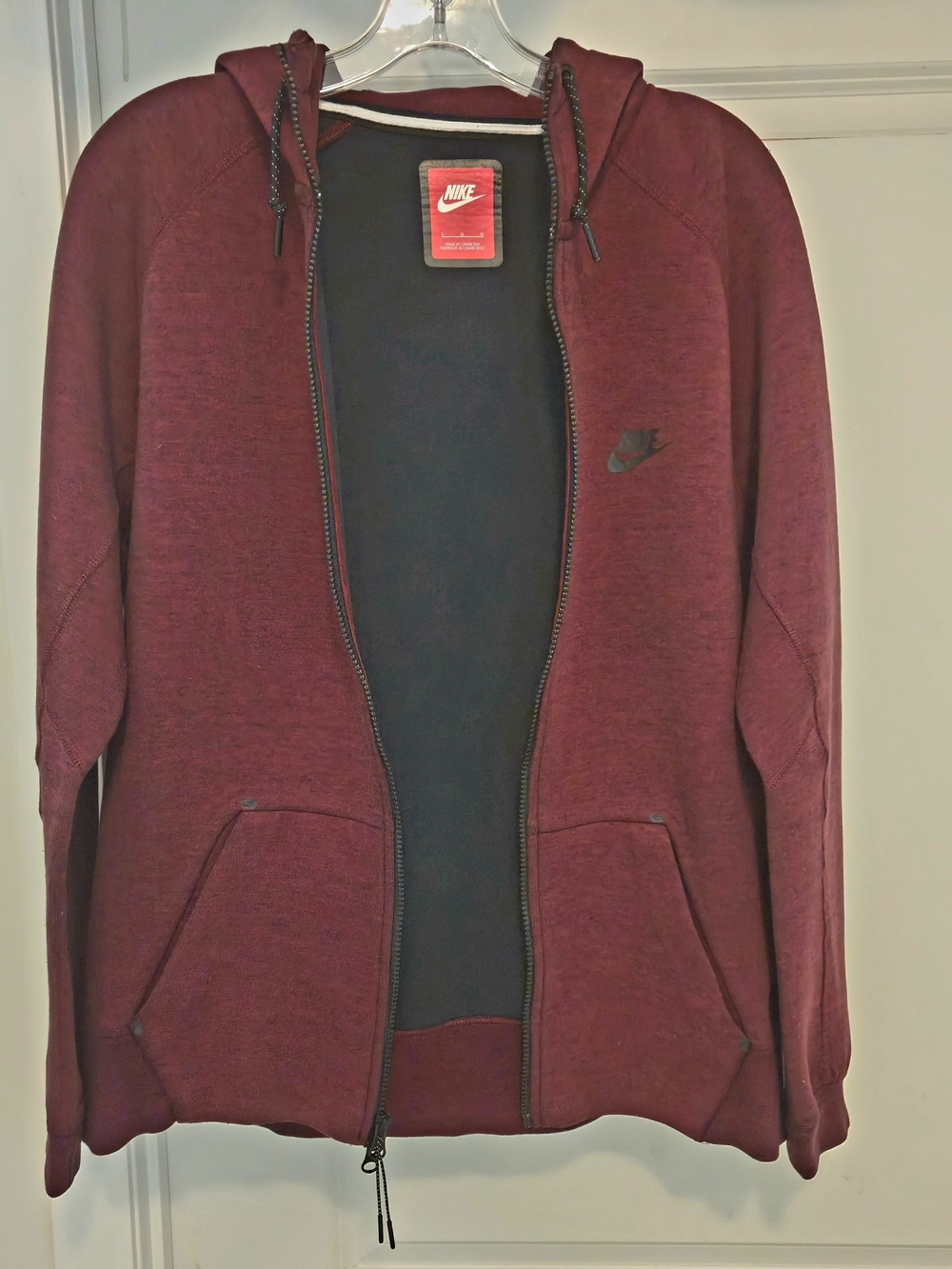 Nike Tech Fleece Maroon Full-Zip Men's Hoodie Jacket Size L